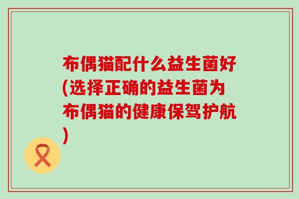 布偶猫配什么益生菌好(选择正确的益生菌为布偶猫的健康保驾护航) 布偶猫配什么益生菌好(选择正确的益生菌为布偶猫的健康保驾护航)