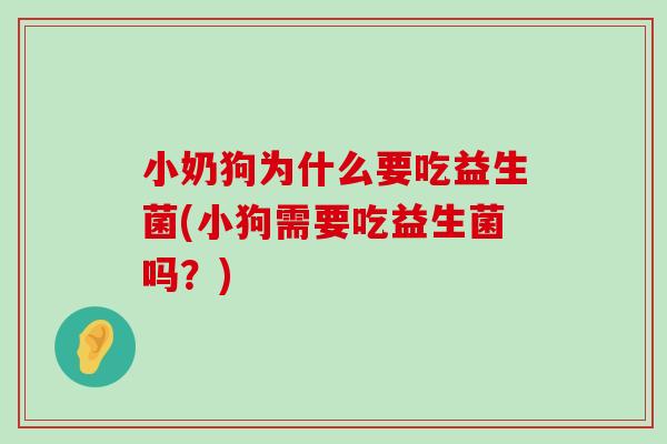小奶狗为什么要吃益生菌(小狗需要吃益生菌吗?) 小奶狗为什么要吃益生菌(小狗需要吃益生菌吗?)