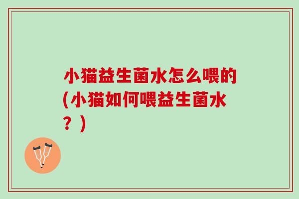 小猫益生菌水怎么喂的(小猫如何喂益生菌水？)
