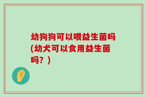 幼狗狗可以喂益生菌吗(幼犬可以食用益生菌吗？)