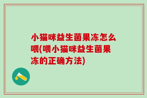 小猫咪益生菌果冻怎么喂(喂小猫咪益生菌果冻的正确方法)