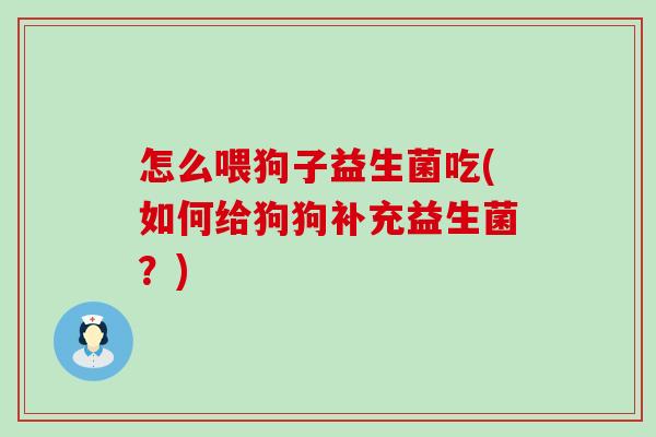 怎么喂狗子益生菌吃(如何给狗狗补充益生菌？)