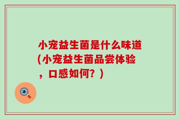 小宠益生菌是什么味道(小宠益生菌品尝体验，口感如何？)