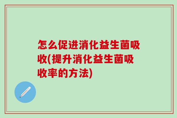 怎么促进消化益生菌吸收(提升消化益生菌吸收率的方法)