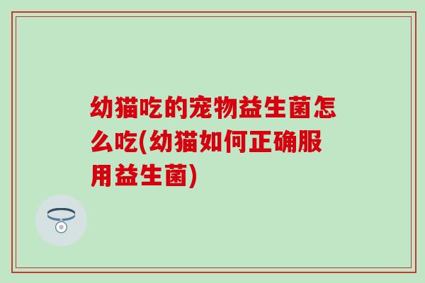 幼猫吃的宠物益生菌怎么吃(幼猫如何正确服用益生菌)