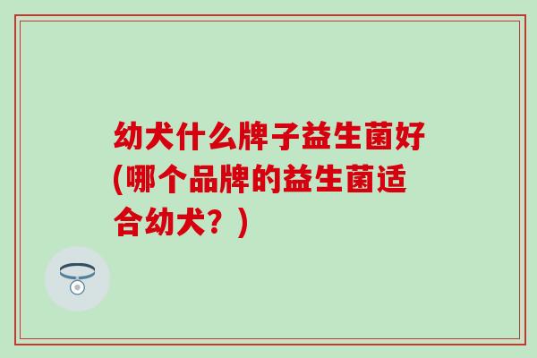 幼犬什么牌子益生菌好(哪个品牌的益生菌适合幼犬？)