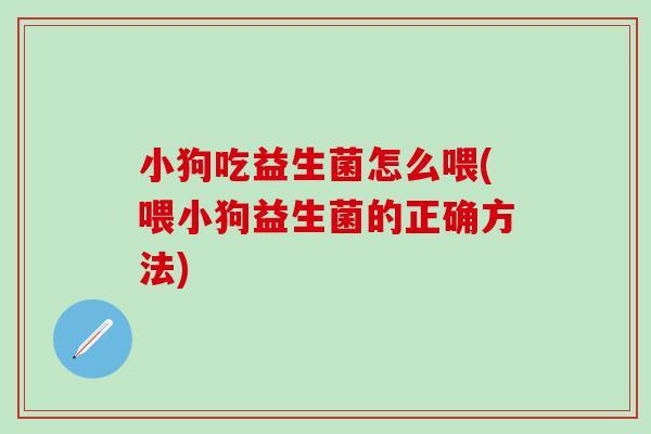 小狗吃益生菌怎么喂(喂小狗益生菌的正确方法) 小狗吃益生菌怎么喂(喂小狗益生菌的正确方法)