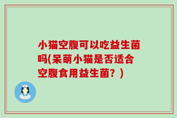 小猫空腹可以吃益生菌吗(呆萌小猫是否适合空腹食用益生菌？)