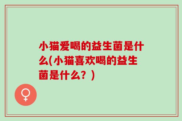 小猫爱喝的益生菌是什么(小猫喜欢喝的益生菌是什么？)