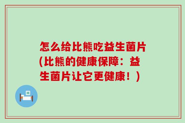 怎么给比熊吃益生菌片(比熊的健康保障：益生菌片让它更健康！)