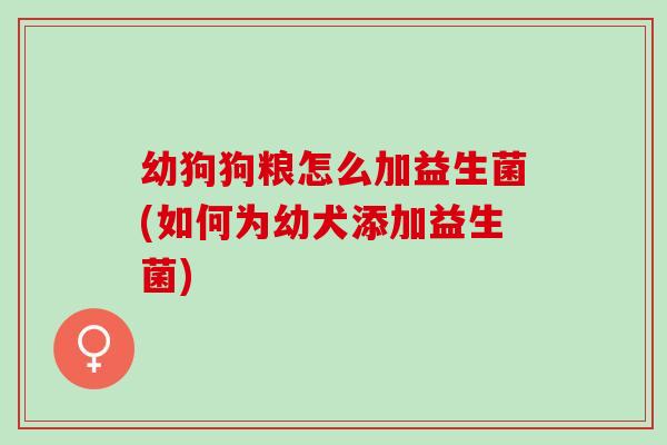 幼狗狗粮怎么加益生菌(如何为幼犬添加益生菌)