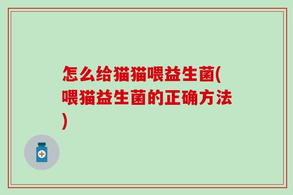 怎么给猫猫喂益生菌(喂猫益生菌的正确方法)