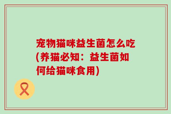 宠物猫咪益生菌怎么吃(养猫必知：益生菌如何给猫咪食用)
