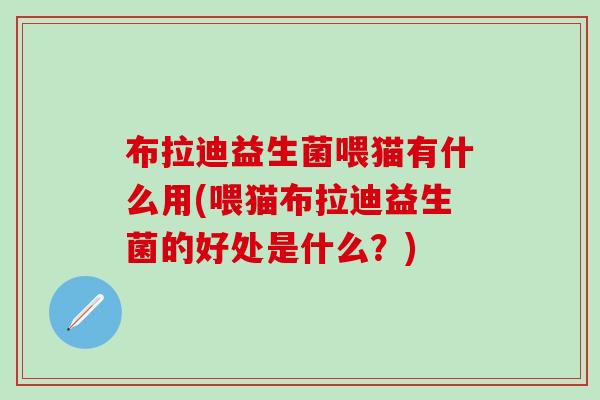 布拉迪益生菌喂猫有什么用(喂猫布拉迪益生菌的好处是什么？)