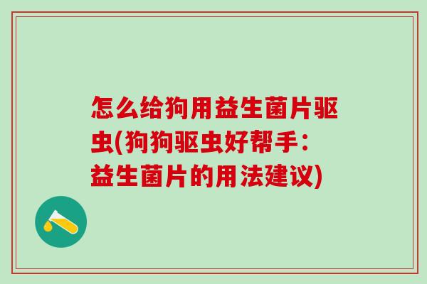 怎么给狗用益生菌片驱虫(狗狗驱虫好帮手：益生菌片的用法建议)