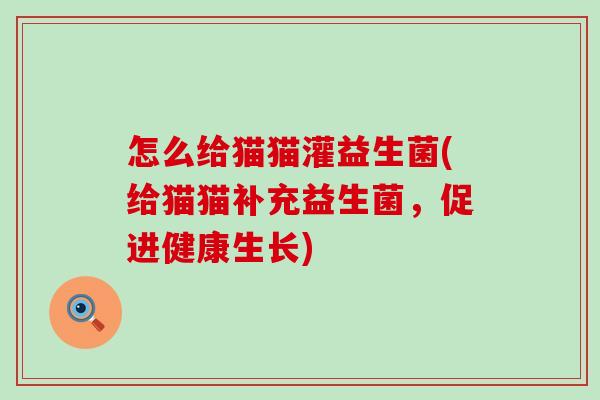 怎么给猫猫灌益生菌(给猫猫补充益生菌，促进健康生长)