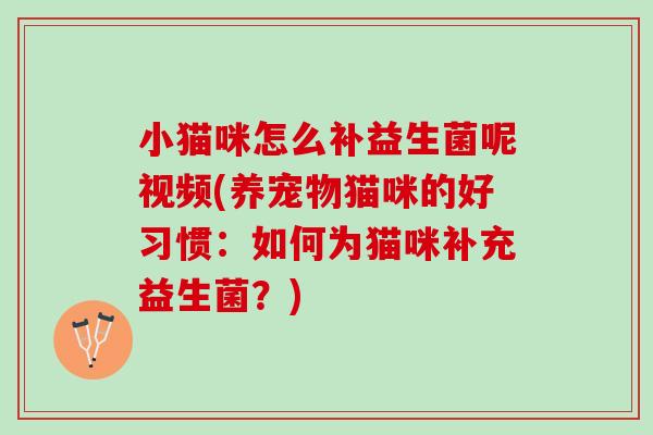 小猫咪怎么补益生菌呢视频(养宠物猫咪的好习惯：如何为猫咪补充益生菌？)