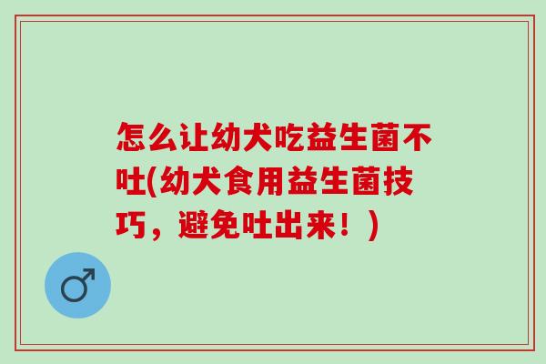 怎么让幼犬吃益生菌不吐(幼犬食用益生菌技巧，避免吐出来！)