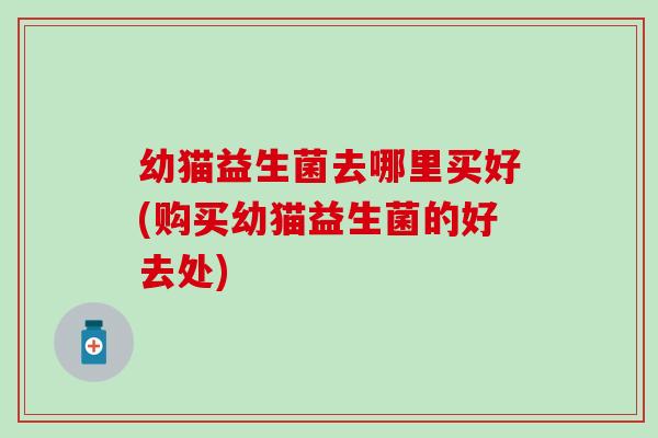 幼猫益生菌去哪里买好(购买幼猫益生菌的好去处)