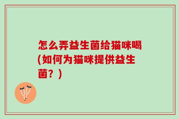 怎么弄益生菌给猫咪喝(如何为猫咪提供益生菌？)