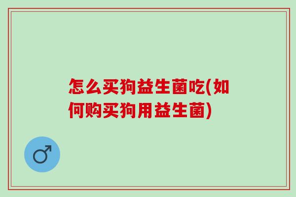 怎么买狗益生菌吃(如何购买狗用益生菌)