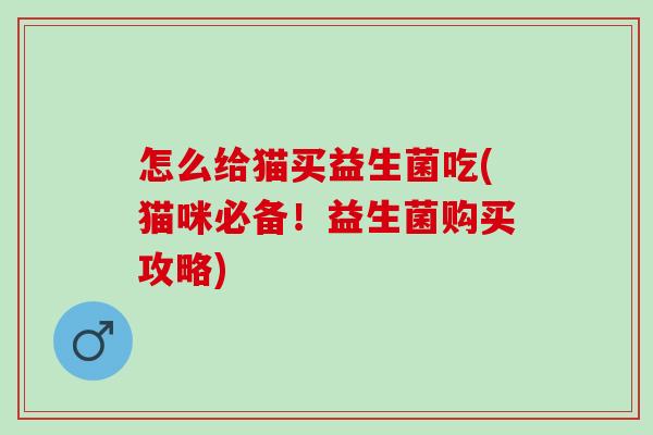 怎么给猫买益生菌吃(猫咪必备！益生菌购买攻略)