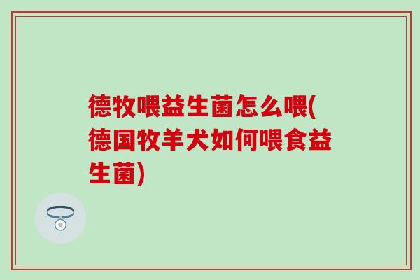 德牧喂益生菌怎么喂(德国牧羊犬如何喂食益生菌)