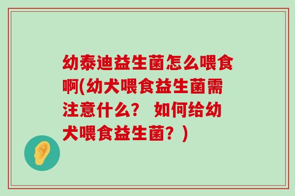 幼泰迪益生菌怎么喂食啊(幼犬喂食益生菌需注意什么？ 如何给幼犬喂食益生菌？)