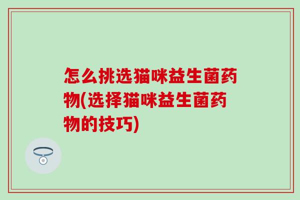 怎么挑选猫咪益生菌药物(选择猫咪益生菌药物的技巧)