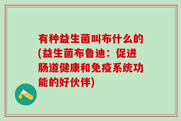 有种益生菌叫布什么的(益生菌布鲁迪:促进肠道健康和系统功能的好伙伴) 有种益生菌叫布什么的(益生菌布鲁迪:促进肠道健康和系统功能的好伙伴)