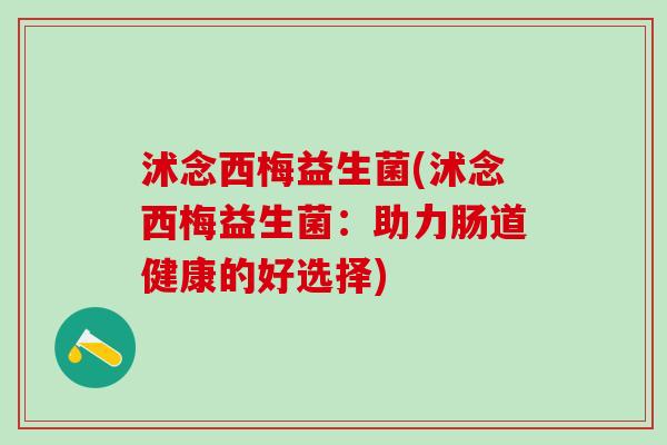 沭念西梅益生菌(沭念西梅益生菌：助力肠道健康的好选择)