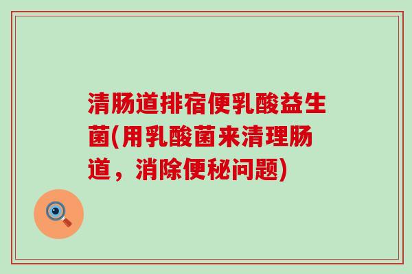 清肠道排宿便乳酸益生菌(用乳酸菌来清理肠道，消除便秘问题)