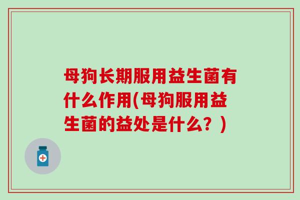 母狗长期服用益生菌有什么作用(母狗服用益生菌的益处是什么？)
