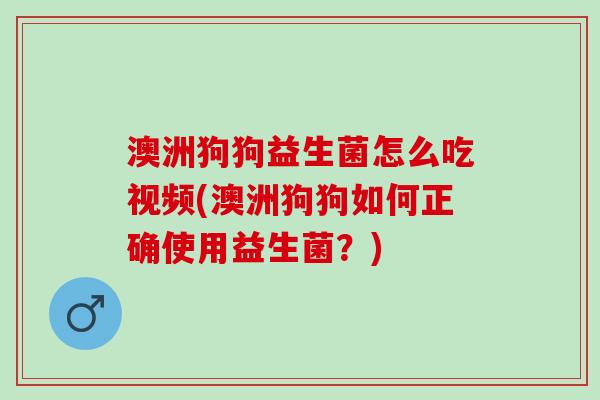 澳洲狗狗益生菌怎么吃视频(澳洲狗狗如何正确使用益生菌？)