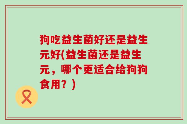 狗吃益生菌好还是益生元好(益生菌还是益生元，哪个更适合给狗狗食用？)
