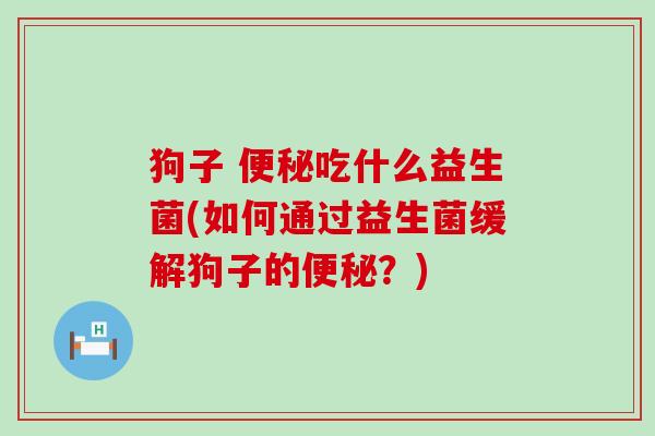狗子 便秘吃什么益生菌(如何通过益生菌缓解狗子的便秘？)
