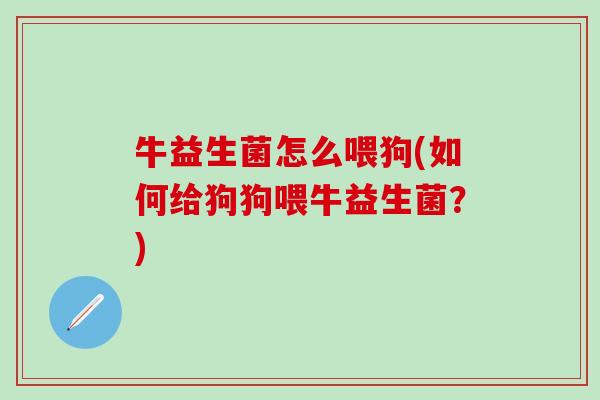 牛益生菌怎么喂狗(如何给狗狗喂牛益生菌？)