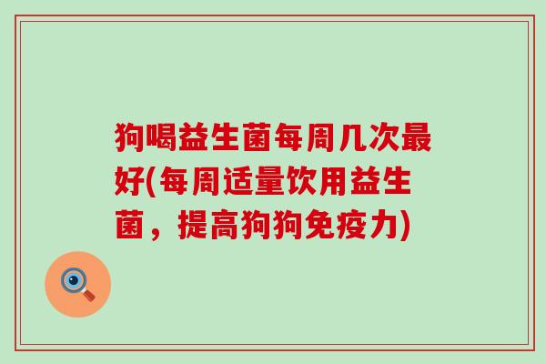 狗喝益生菌每周几次最好(每周适量饮用益生菌，提高狗狗免疫力)