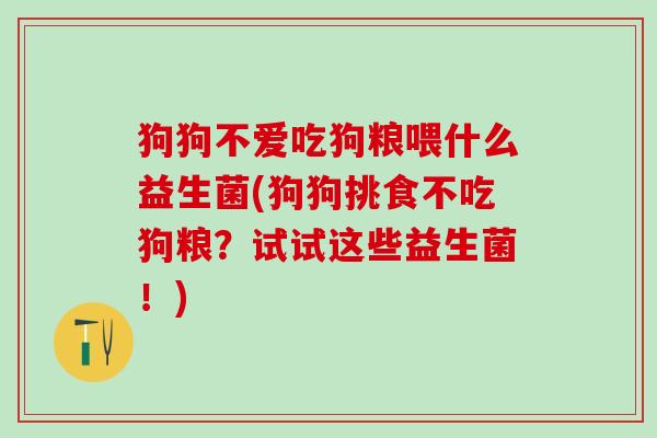 狗狗不爱吃狗粮喂什么益生菌(狗狗挑食不吃狗粮？试试这些益生菌！)