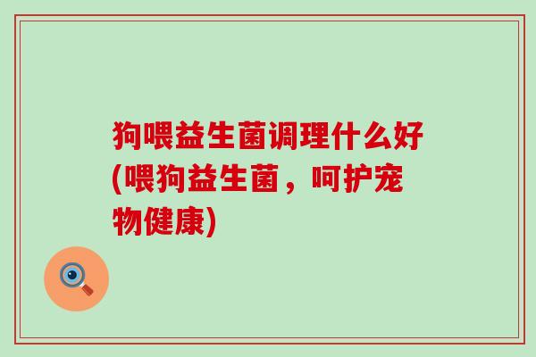 狗喂益生菌调理什么好(喂狗益生菌，呵护宠物健康)