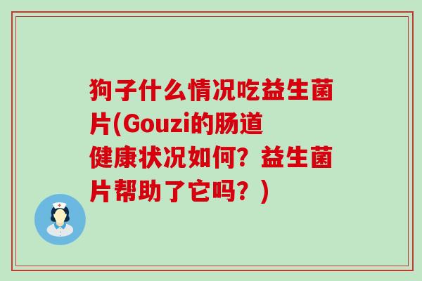 狗子什么情况吃益生菌片(Gouzi的肠道健康状况如何?益生菌片帮助了它吗?) 狗子什么情况吃益生菌片(Gouzi的肠道健康状况如何?益生菌片帮助了它吗?)