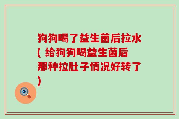 狗狗喝了益生菌后拉水( 给狗狗喝益生菌后那种拉肚子情况好转了)