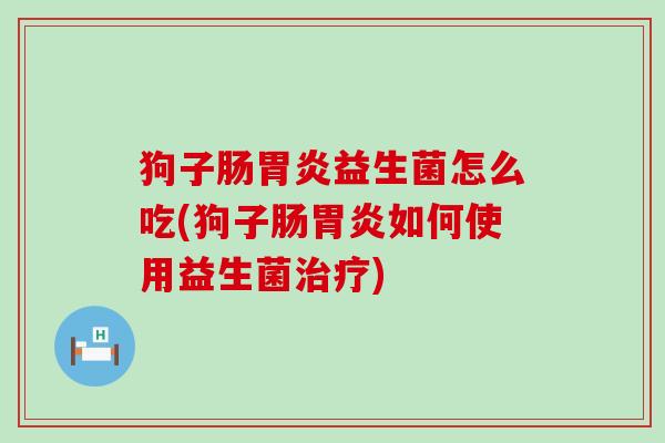 狗子肠胃炎益生菌怎么吃(狗子肠胃炎如何使用益生菌治疗)