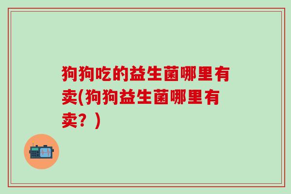 狗狗吃的益生菌哪里有卖(狗狗益生菌哪里有卖？)