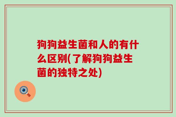 狗狗益生菌和人的有什么区别(了解狗狗益生菌的独特之处)