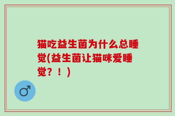 猫吃益生菌为什么总睡觉(益生菌让猫咪爱睡觉？！)