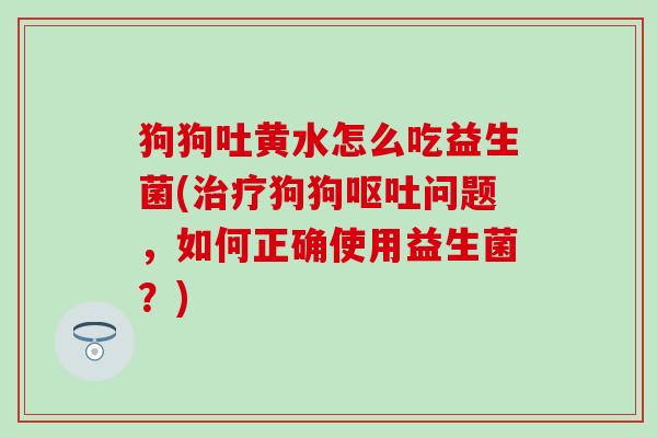 狗狗吐黄水怎么吃益生菌(治疗狗狗呕吐问题，如何正确使用益生菌？)