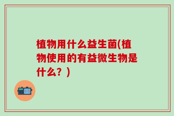 植物用什么益生菌(植物使用的有益微生物是什么？)