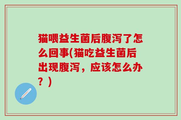 猫喂益生菌后腹泻了怎么回事(猫吃益生菌后出现腹泻，应该怎么办？)