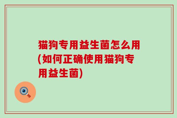 猫狗专用益生菌怎么用(如何正确使用猫狗专用益生菌)